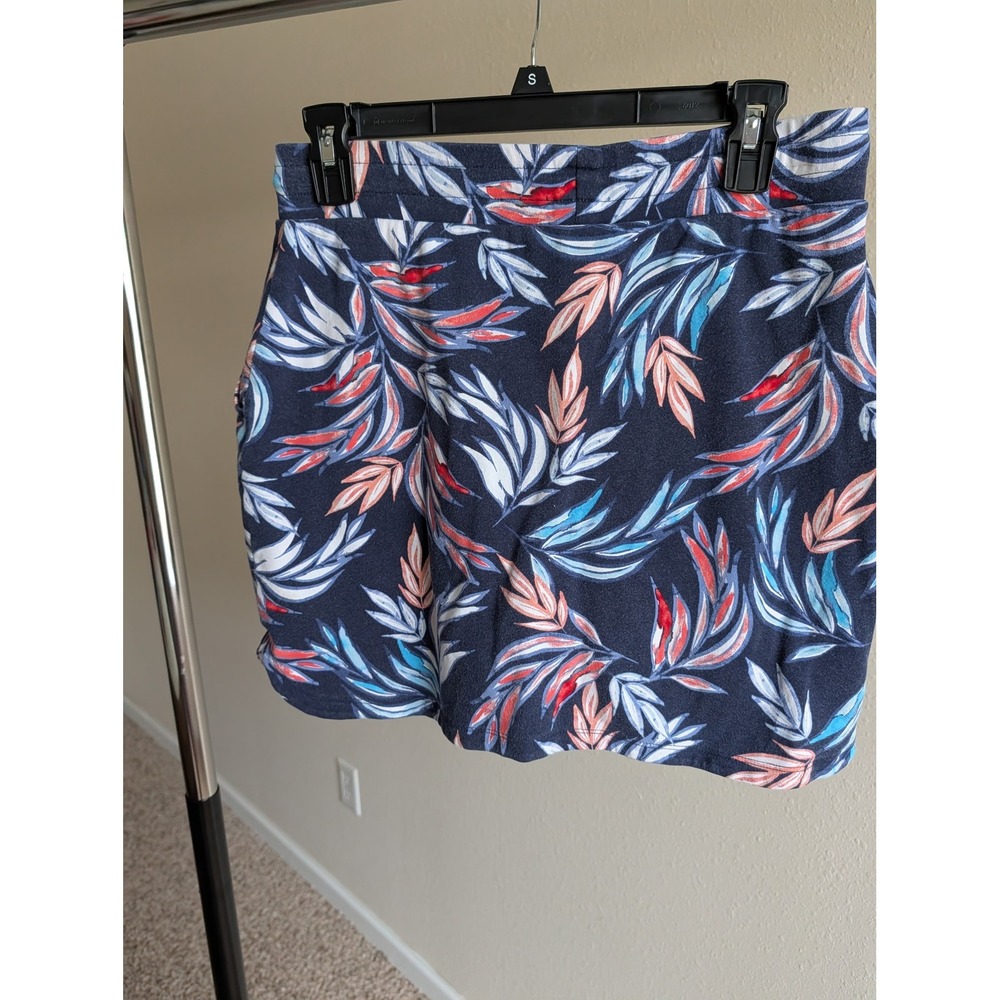 Croft & Barrow Womens Small Navy Tropical Leaf Cotton Jersey Skort with Pockets